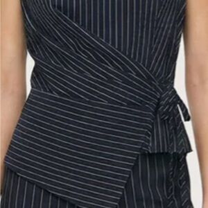 Commense Navy Pinstripe Blouse and matching pants set. Size S. New with tags